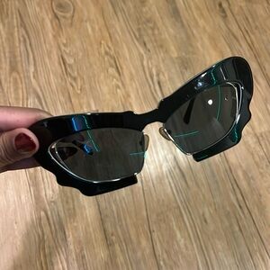 Linda Farrow x Prabal Gurung Black Cat Eye Sunglasses